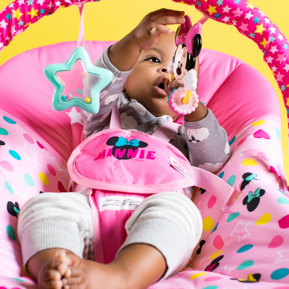 minnie mouse stars and smiles infant to toddler rocker