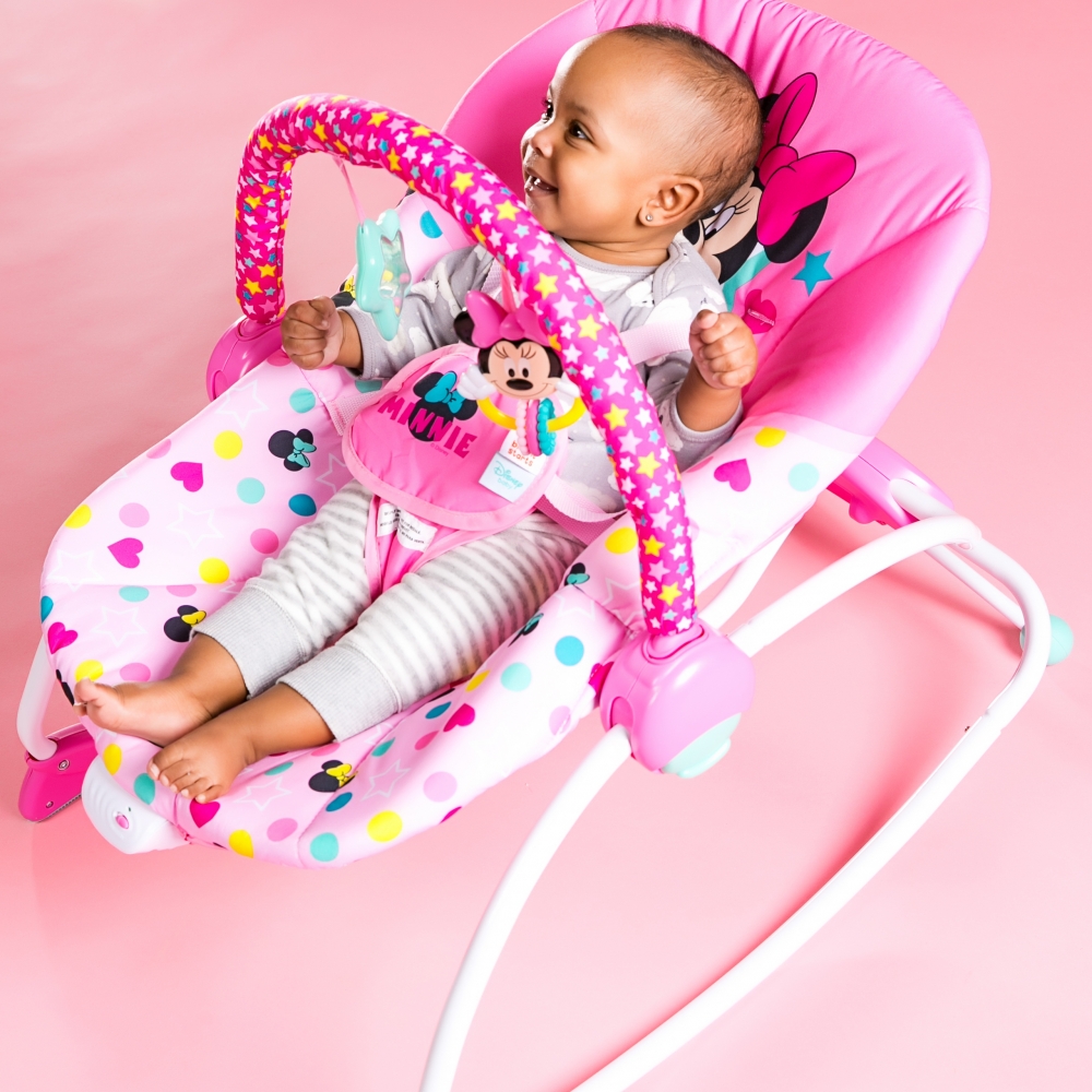 minnie mouse stars and smiles infant to toddler rocker