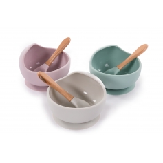 B-Suction Bowl Silicone & Spoon Pink
