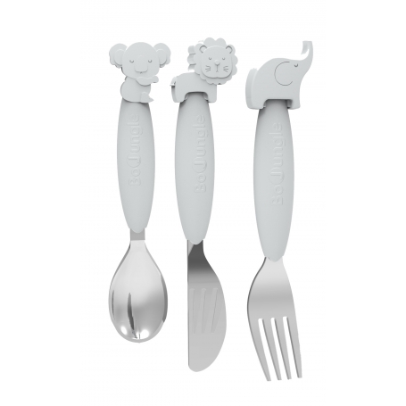 B-Silicone Spoon-Fork-Knife Set Grey