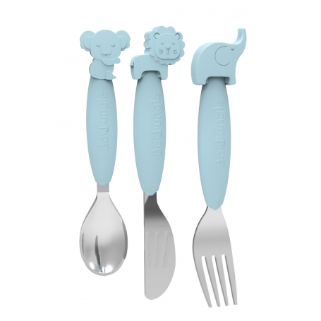B-Silicone Spoon-Fork-Knife Set Blue