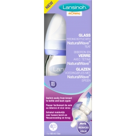 Lansinoh mOmma Bottle with Natural Wave Nipple Glass 160 ml