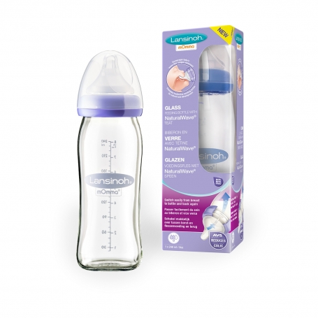 Lansinoh Feeding Bottle With Naturalwave Teat 240ml 2 Pack