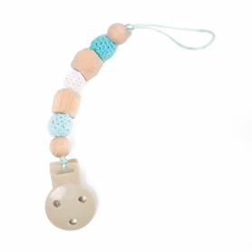B-Pacifier Chain in Wood Blue