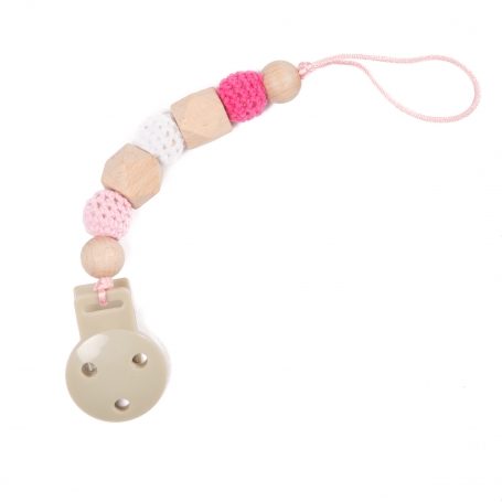B-Pacifier Chain in Wood Pink